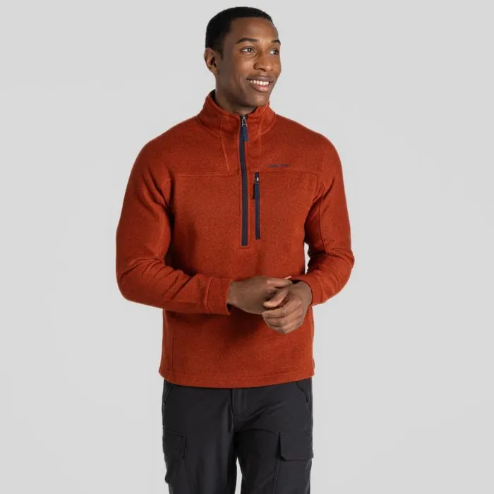Mens Half Zip Fleece Craghoppers Torney II Half Zip Fleece Carnelian Orange Marl