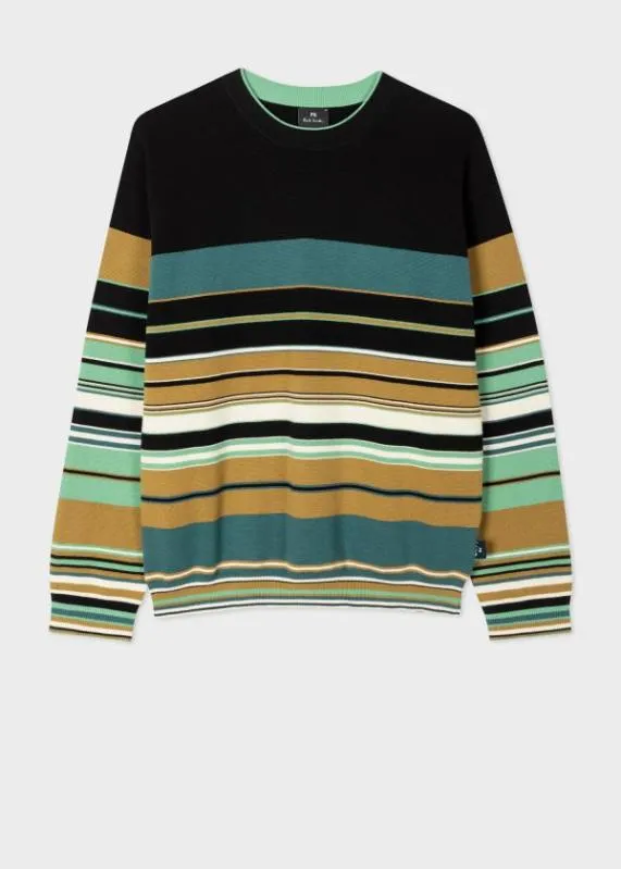 Mens Multi Stripe Cotton Crew Neck Sweater Paul Smith Sweaters