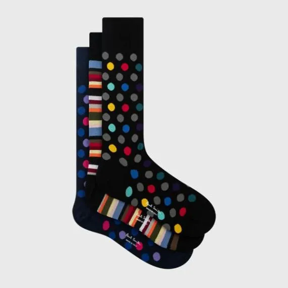 Mens Polka Dot And Stripe Socks Three Pack Paul Smith Socks Mens Polka Dot And Stripe Socks Three Pack Paul Smith Socks