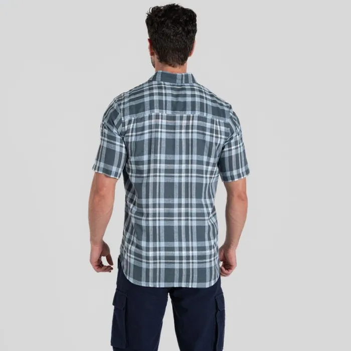 Mens Short Sleeve Craghoppers Cartwright Short Sleeved Shirt Blue Stone Check Mens Short Sleeve Craghoppers Cartwright Short Sleeved Shirt Blue Stone Check
