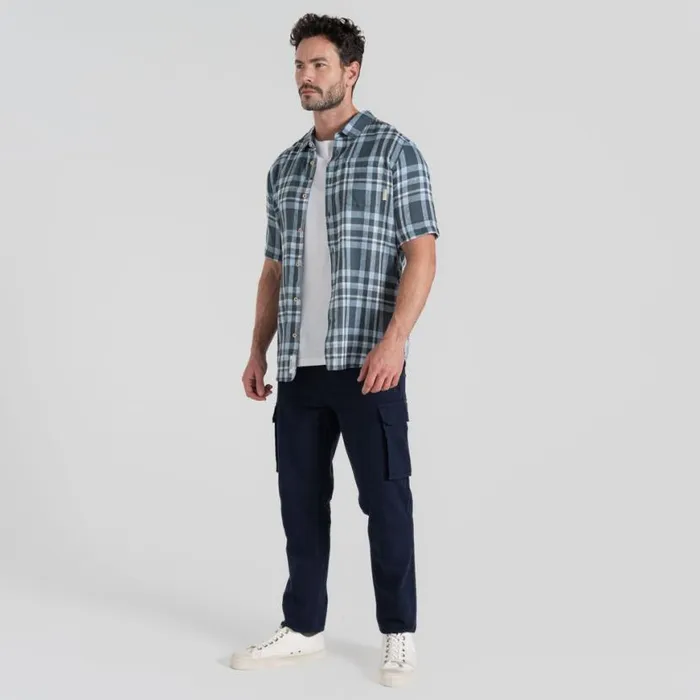 Mens Short Sleeve Craghoppers Cartwright Short Sleeved Shirt Blue Stone Check Mens Short Sleeve Craghoppers Cartwright Short Sleeved Shirt Blue Stone Check