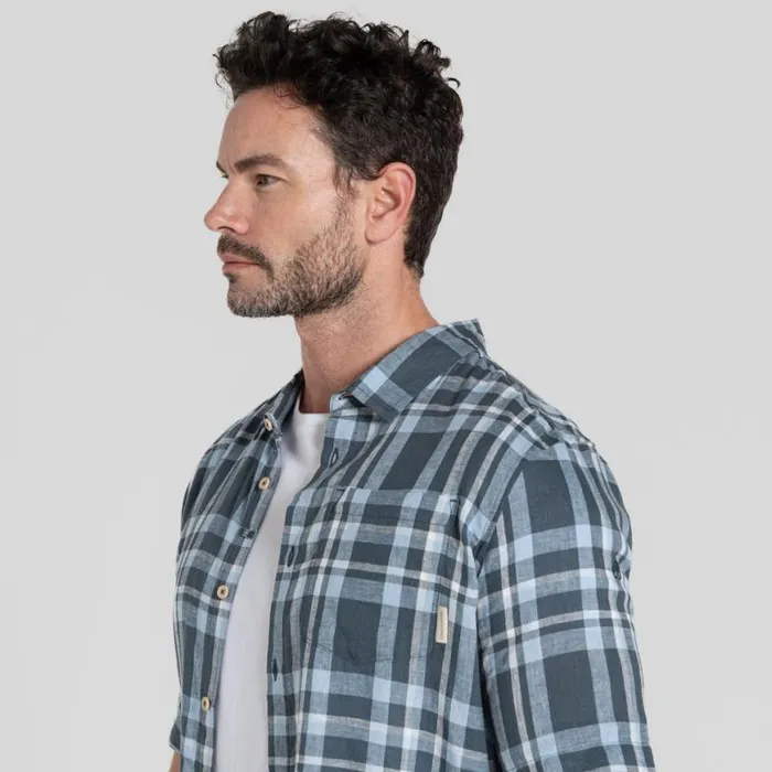 Mens Short Sleeve Craghoppers Cartwright Short Sleeved Shirt Blue Stone Check Mens Short Sleeve Craghoppers Cartwright Short Sleeved Shirt Blue Stone Check