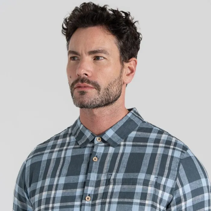 Mens Short Sleeve Craghoppers Cartwright Short Sleeved Shirt Blue Stone Check Mens Short Sleeve Craghoppers Cartwright Short Sleeved Shirt Blue Stone Check