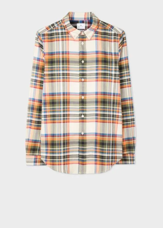 Mens TailoredFit Flannel Check LongSleeve Shirt Paul Smith Shirts