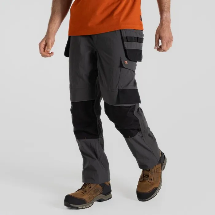 Mens Workwear Trousers Craghoppers Sheffield Stretch Holster Workwear Trousers Carbon Grey Black