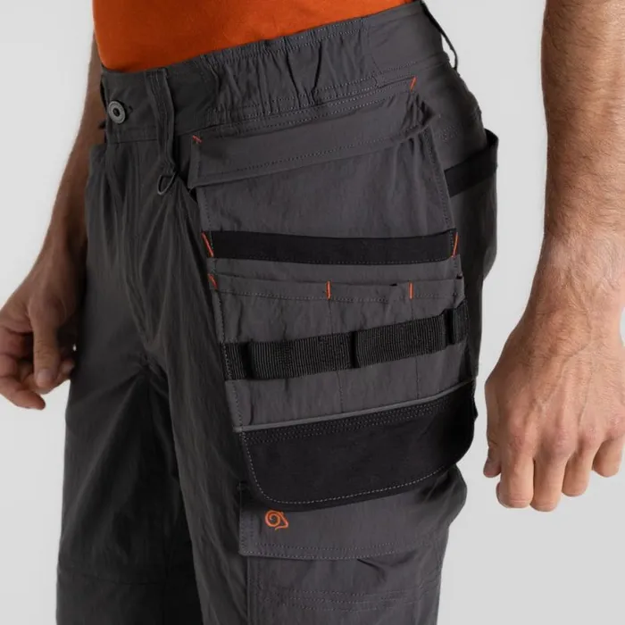 Mens Workwear Trousers Craghoppers Sheffield Stretch Holster Workwear Trousers Carbon Grey Black