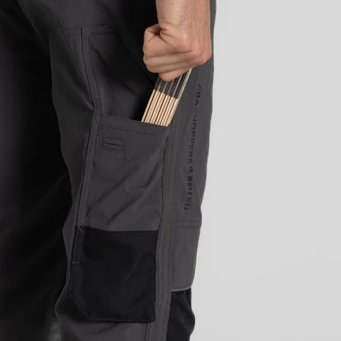 Mens Workwear Trousers Craghoppers Sheffield Stretch Holster Workwear Trousers Carbon Grey Black