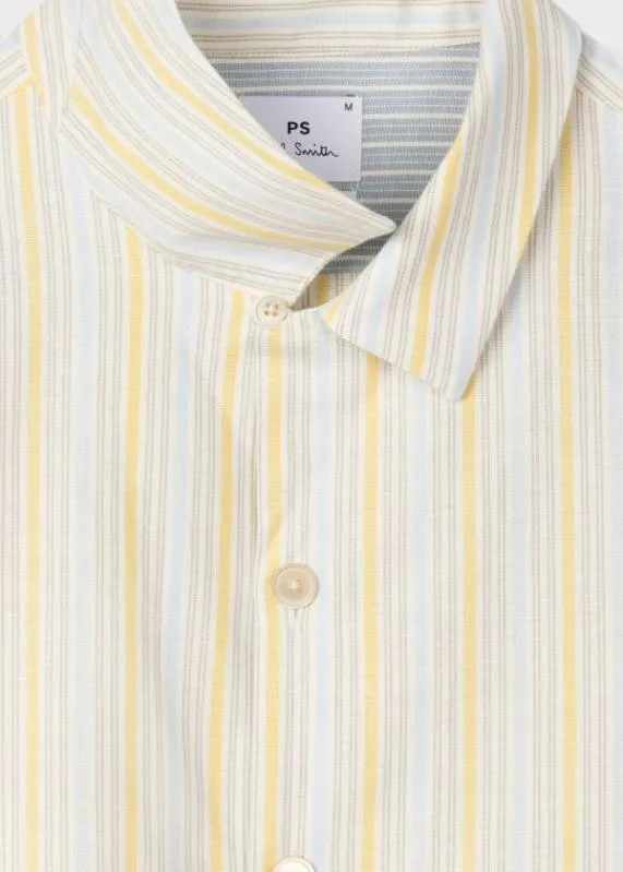 Mens Yellow Stripe Cotton ShortSleeve Shirt Paul Smith Shirts Mens Yellow Stripe Cotton ShortSleeve Shirt Paul Smith Shirts