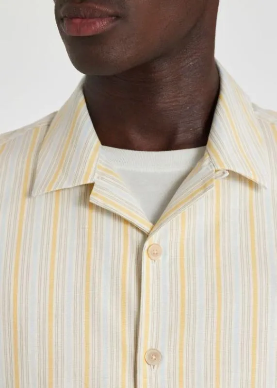 Mens Yellow Stripe Cotton ShortSleeve Shirt Paul Smith Shirts Mens Yellow Stripe Cotton ShortSleeve Shirt Paul Smith Shirts