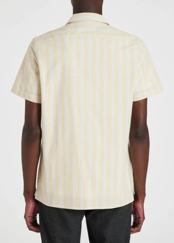 Mens Yellow Stripe Cotton ShortSleeve Shirt Paul Smith Shirts Mens Yellow Stripe Cotton ShortSleeve Shirt Paul Smith Shirts