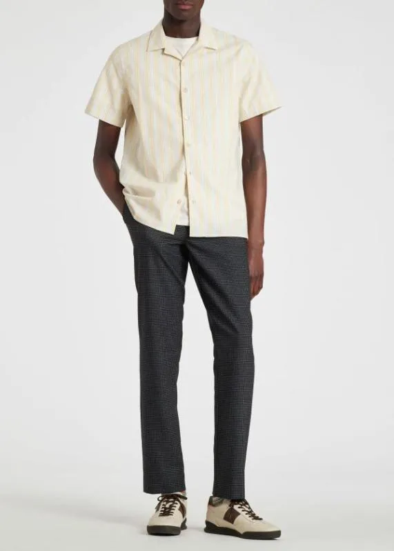 Mens Yellow Stripe Cotton ShortSleeve Shirt Paul Smith Shirts Mens Yellow Stripe Cotton ShortSleeve Shirt Paul Smith Shirts