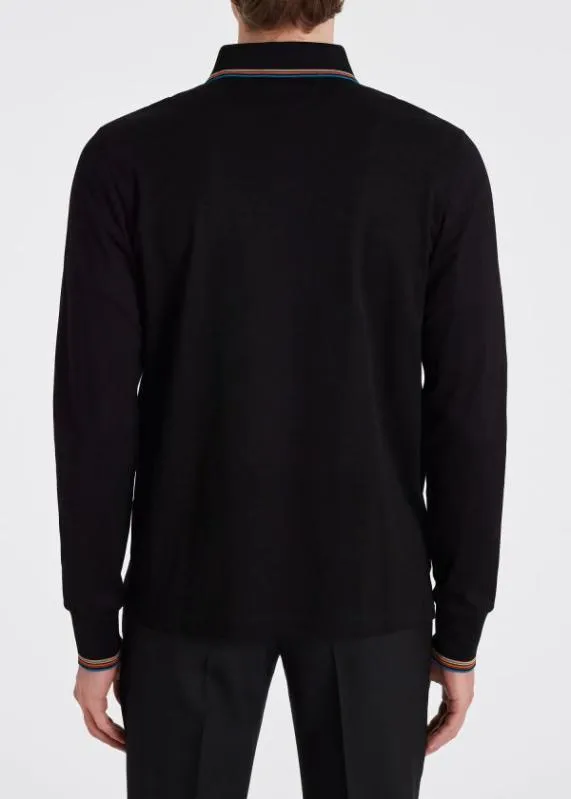 Mens ZipNeck Polo Shirt With 039Signature Stripe039 Trim Paul Smith Polo Shirts