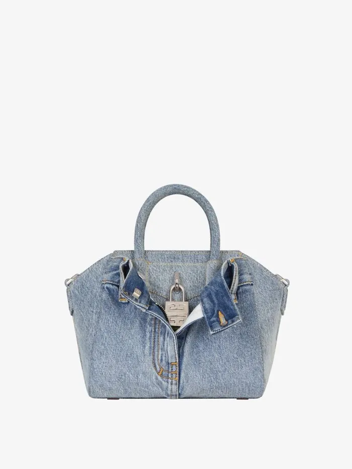 Mini Antigona Lock Bag In Jeans Medium Blue Women Givenchy Crossbody Bags