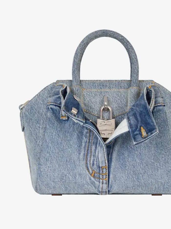 Mini Antigona Lock Bag In Jeans Medium Blue Women Givenchy Crossbody Bags