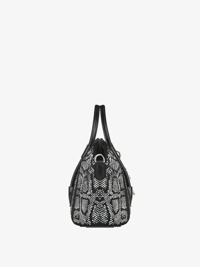 Mini Antigona Lock Bag In Satin With Python Effect Strass Black Women Givenchy Crossbody Bags