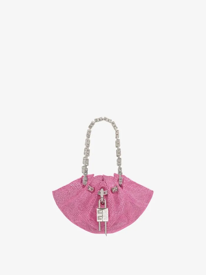 Mini Kenny Bag In Satin With Strass Neon Pink Women Givenchy Crossbody Bags