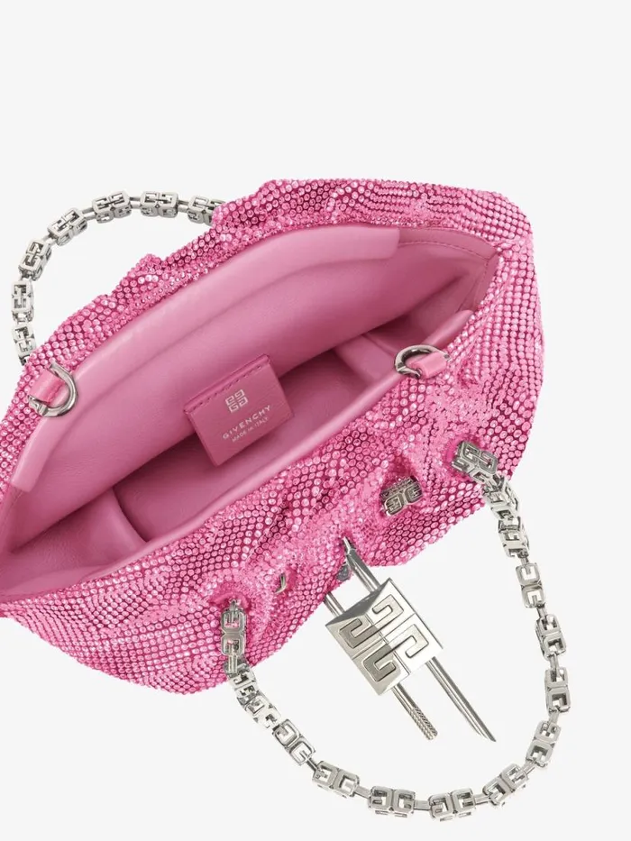 Mini Kenny Bag In Satin With Strass Neon Pink Women Givenchy Crossbody Bags