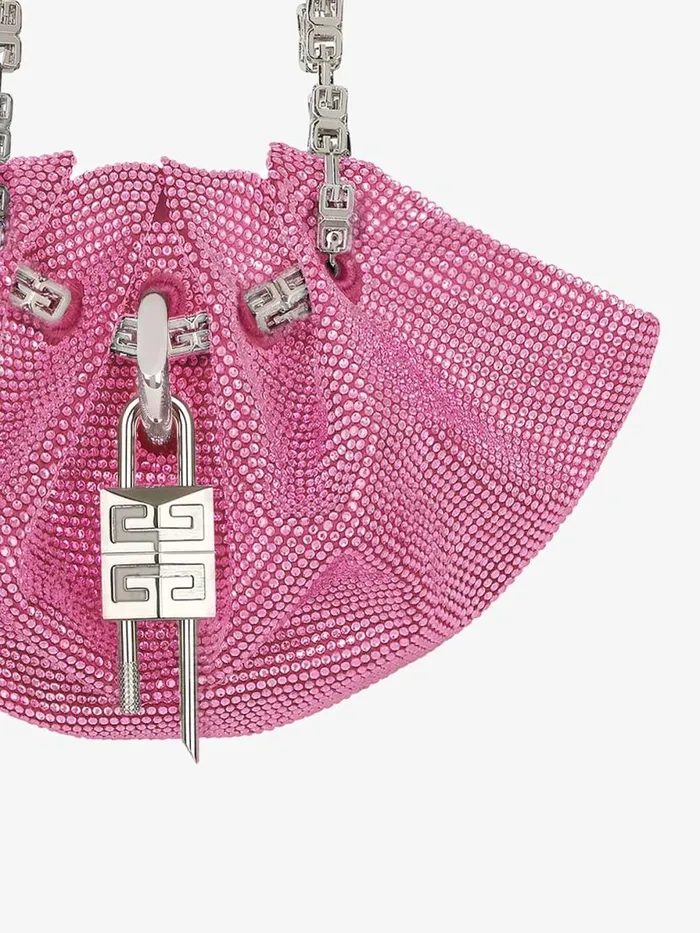 Mini Kenny Bag In Satin With Strass Neon Pink Women Givenchy Crossbody Bags