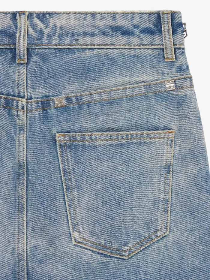 Mini Skirt In Denim With Chain Details Medium Blue Women Givenchy Skirts