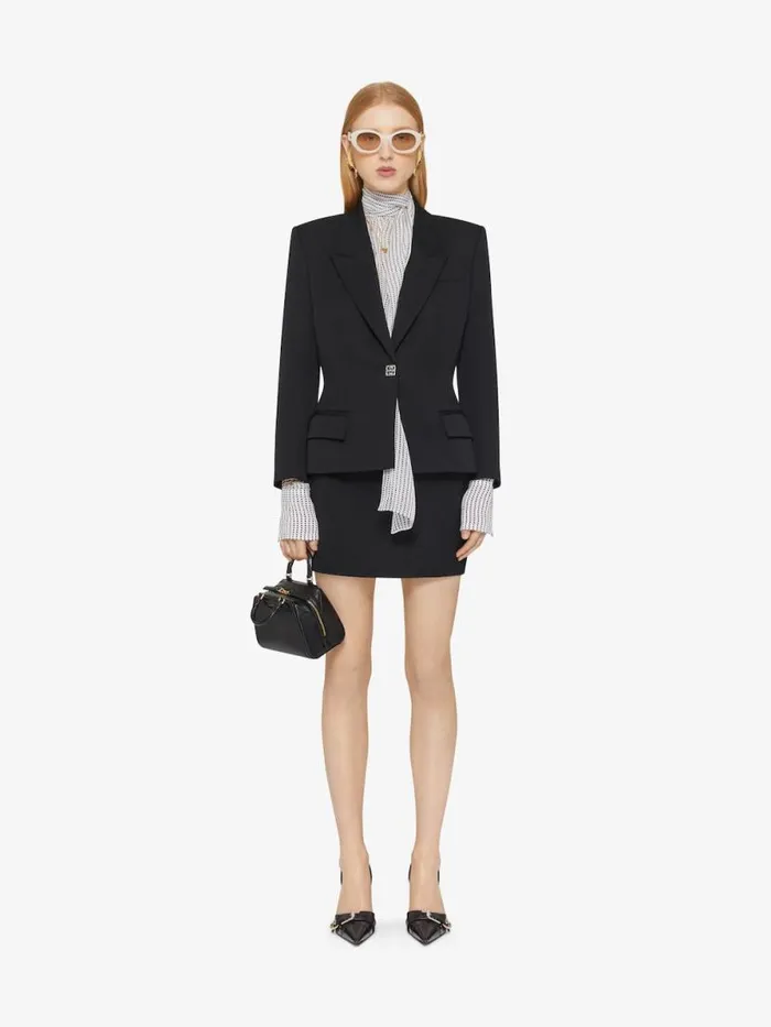 Mini Skirt In Wool With 4g Liquid Detail Black Women Givenchy Skirts