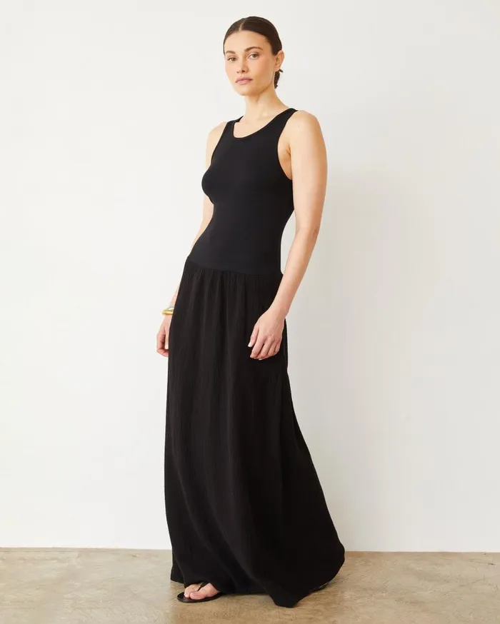 MONROW Dresses Mix Media Tank Maxi Dress 8211 Women MONROW Dresses Mix Media Tank Maxi Dress 8211 Women