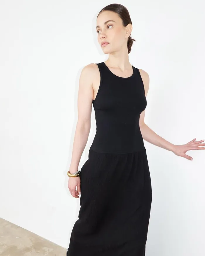 MONROW Dresses Mix Media Tank Maxi Dress 8211 Women MONROW Dresses Mix Media Tank Maxi Dress 8211 Women