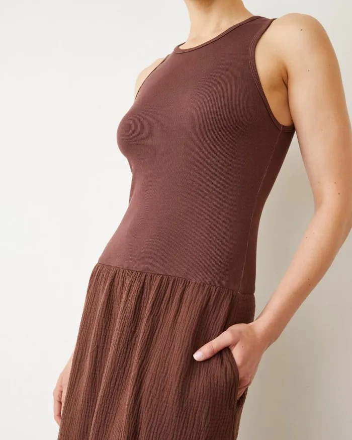 MONROW Dresses Mix Media Tank Maxi Dress 8211 Women MONROW Dresses Mix Media Tank Maxi Dress 8211 Women