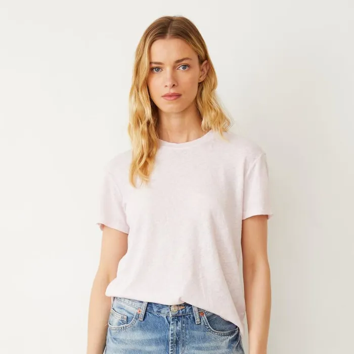 MONROW Tees Linen Jersey Basic Crew Neck Tee 8211 Women