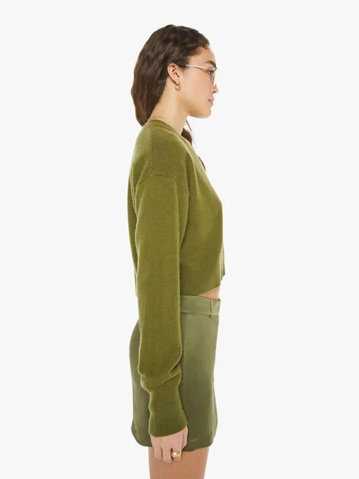 Mother Denim Adele Cropped VNeck Cardigan Olive 8211 Women Mother Denim Adele Cropped VNeck Cardigan Olive 8211 Women