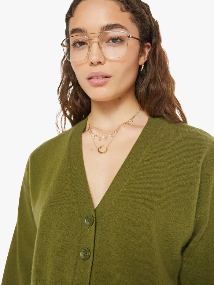 Mother Denim Adele Cropped VNeck Cardigan Olive 8211 Women Mother Denim Adele Cropped VNeck Cardigan Olive 8211 Women