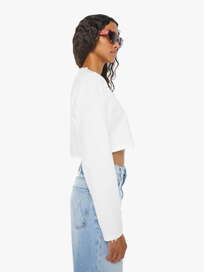 Mother Denim Climate Change Long Sleeve Crop Tee White 8211 Women