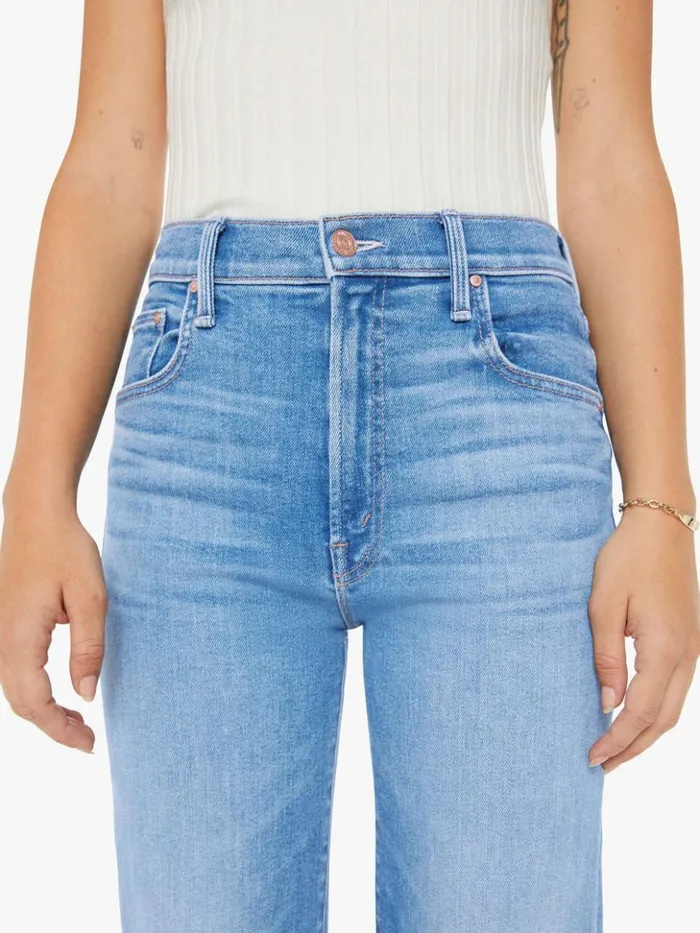 Mother Denim Wide Leg Petites The Lil039 Zip Rambler Flood Wash Out Of The Blue 8211 Women