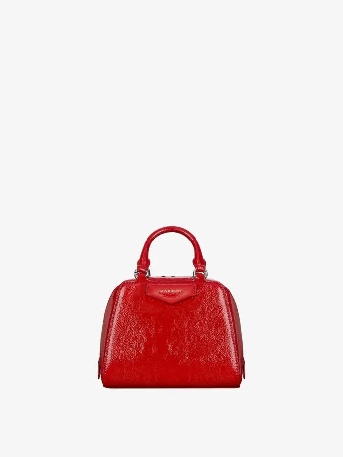 Nano Antigona Cube Bag In Patent Leather Vermillon Women Givenchy Crossbody Bags