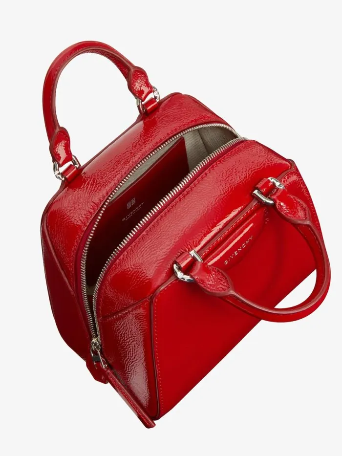 Nano Antigona Cube Bag In Patent Leather Vermillon Women Givenchy Crossbody Bags