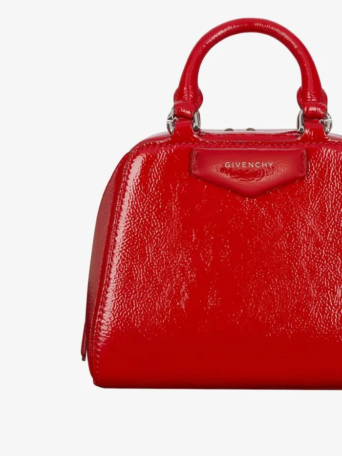Nano Antigona Cube Bag In Patent Leather Vermillon Women Givenchy Crossbody Bags