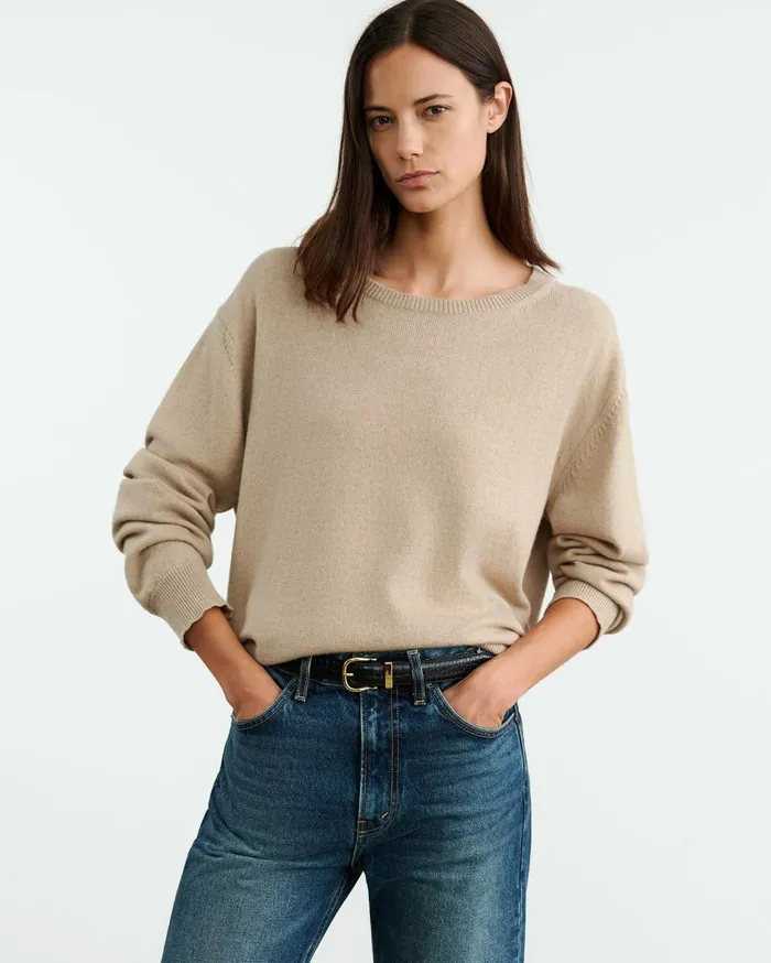Nili Lotan AMARI SWEATER Beige Melange Women Knits and Sweaters