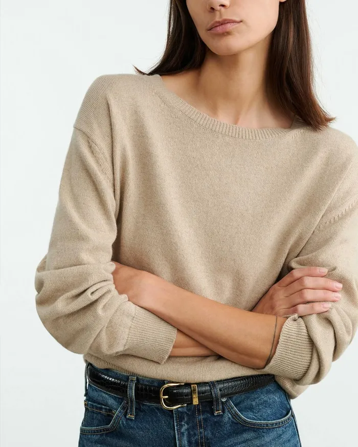 Nili Lotan AMARI SWEATER Beige Melange Women Knits and Sweaters