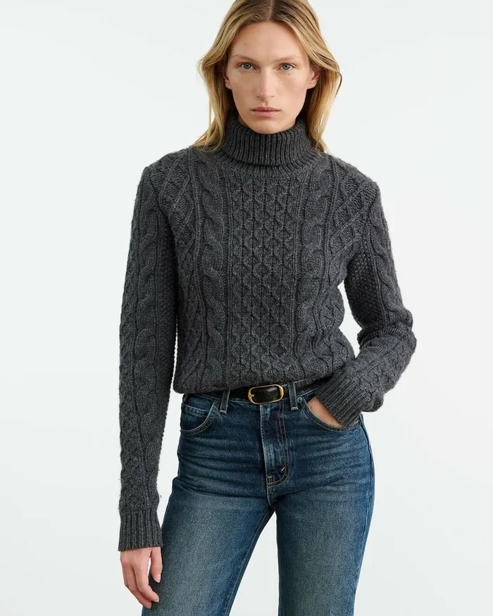 Nili Lotan ANDRINA SWEATER Dark Grey Melange Women Knits and Sweaters