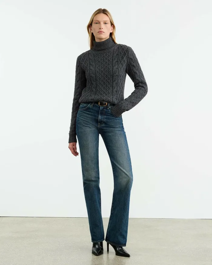 Nili Lotan ANDRINA SWEATER Dark Grey Melange Women Knits and Sweaters