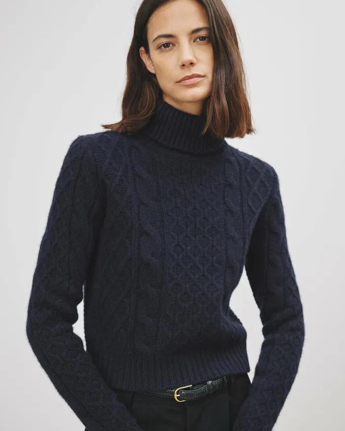 Nili Lotan ANDRINA SWEATER Dark Grey Melange Women Knits and Sweaters
