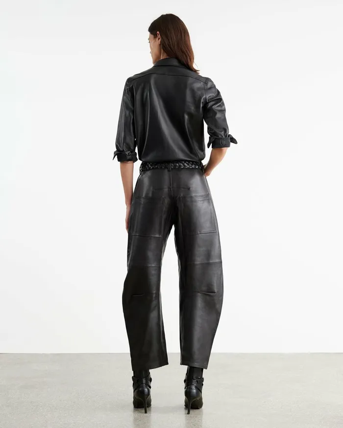 Nili Lotan AVA LEATHER SHIRT Black Women Tops