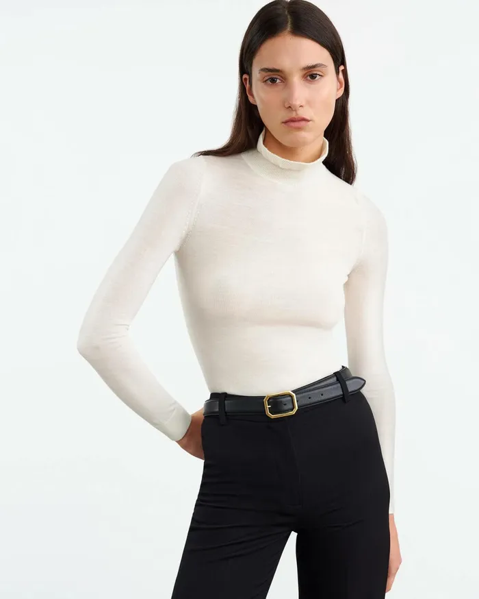Nili Lotan BOBBIE TURTLENECK SWEATER Ivory Women Knits and Sweaters