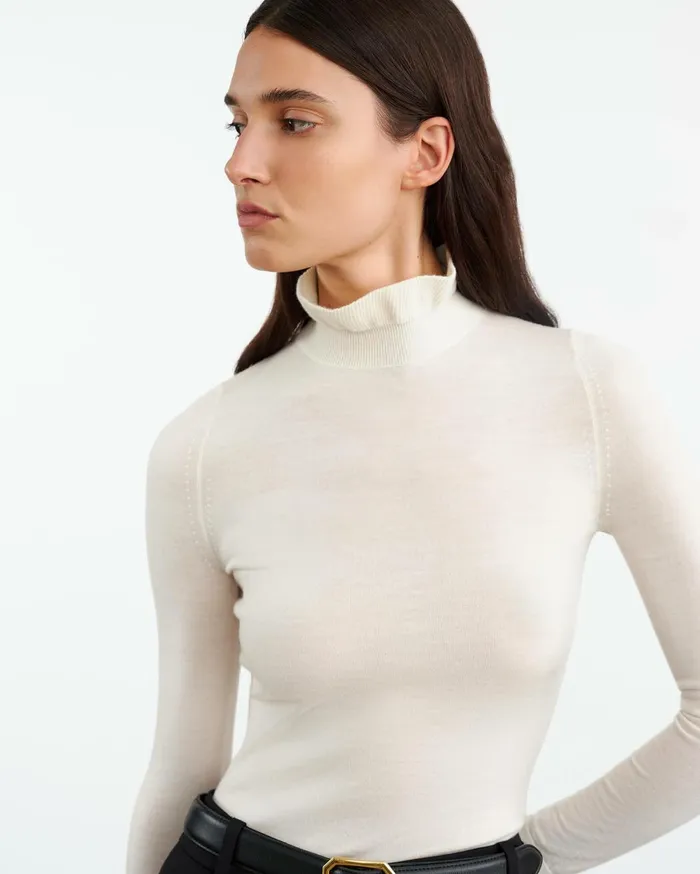 Nili Lotan BOBBIE TURTLENECK SWEATER Ivory Women Knits and Sweaters
