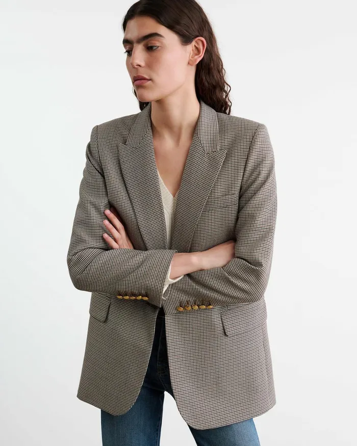 Nili Lotan DIANE BLAZER Brown Houndstooth Women Jackets and Blazers