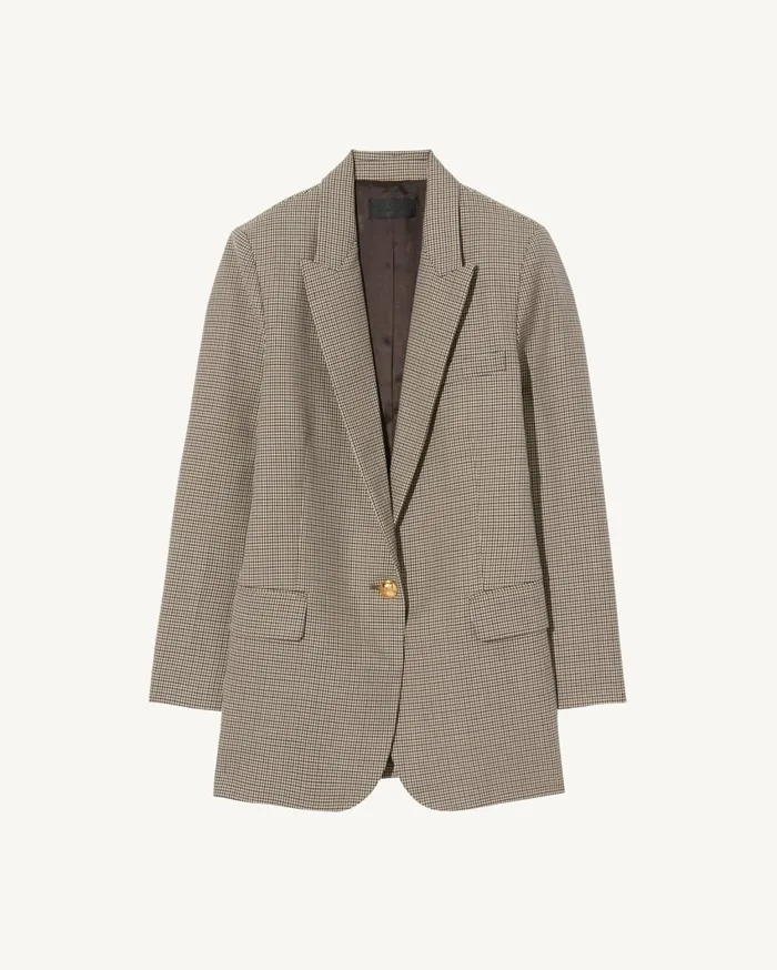 Nili Lotan DIANE BLAZER Brown Houndstooth Women Jackets and Blazers