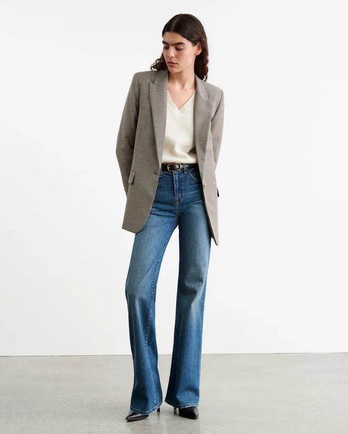 Nili Lotan DIANE BLAZER Brown Houndstooth Women Jackets and Blazers