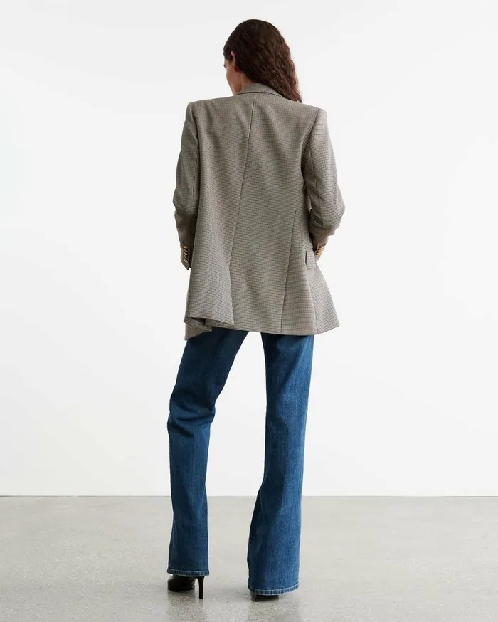 Nili Lotan DIANE BLAZER Brown Houndstooth Women Jackets and Blazers