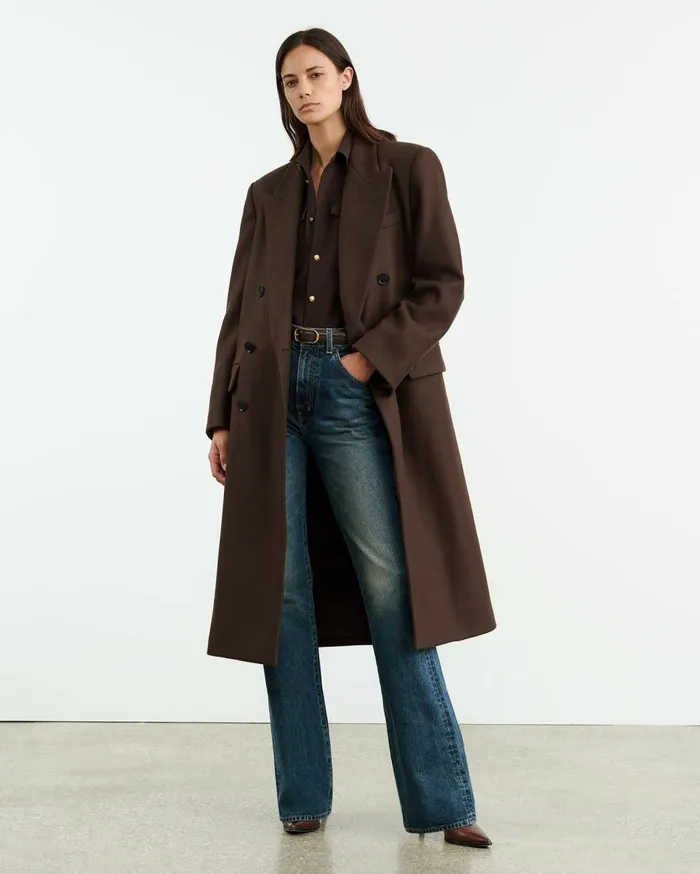 Nili Lotan EDMONT COAT Cocoa Women Coats and Outerwear