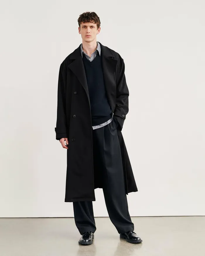 Nili Lotan ERNEST TRENCH COAT Black Men Jackets and Coats