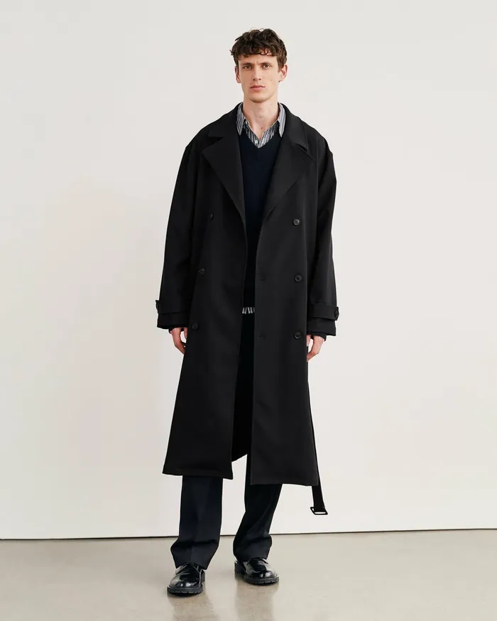 Nili Lotan ERNEST TRENCH COAT Black Men Jackets and Coats